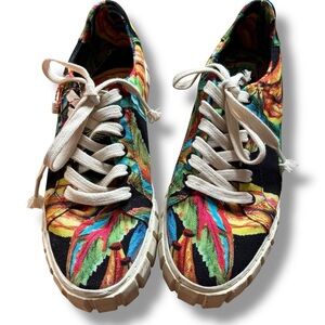 Farm Rio Black Multicolor Banana Platform Sneakers - Size 9.5 Women's